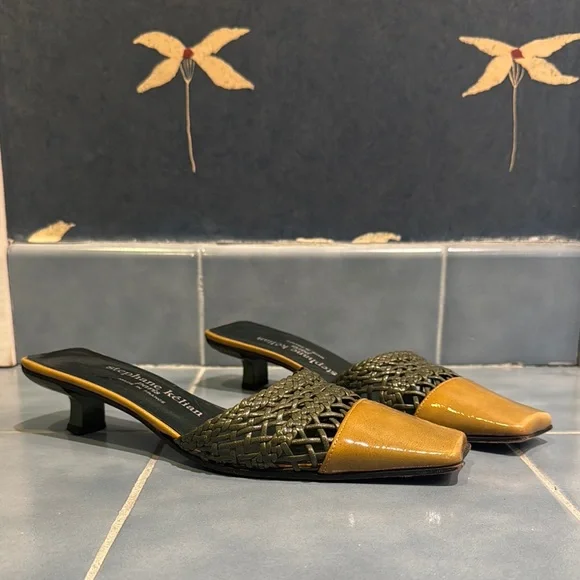 Women's Woven Green Mules - Picture 1 of 5